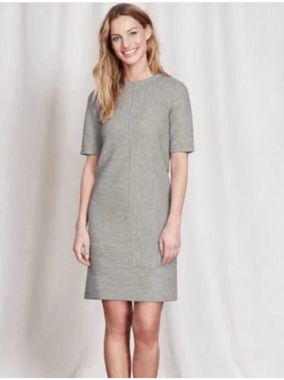 Boden Hattie Day Gray Ribbed Knit Shift Dress Grey Size 2